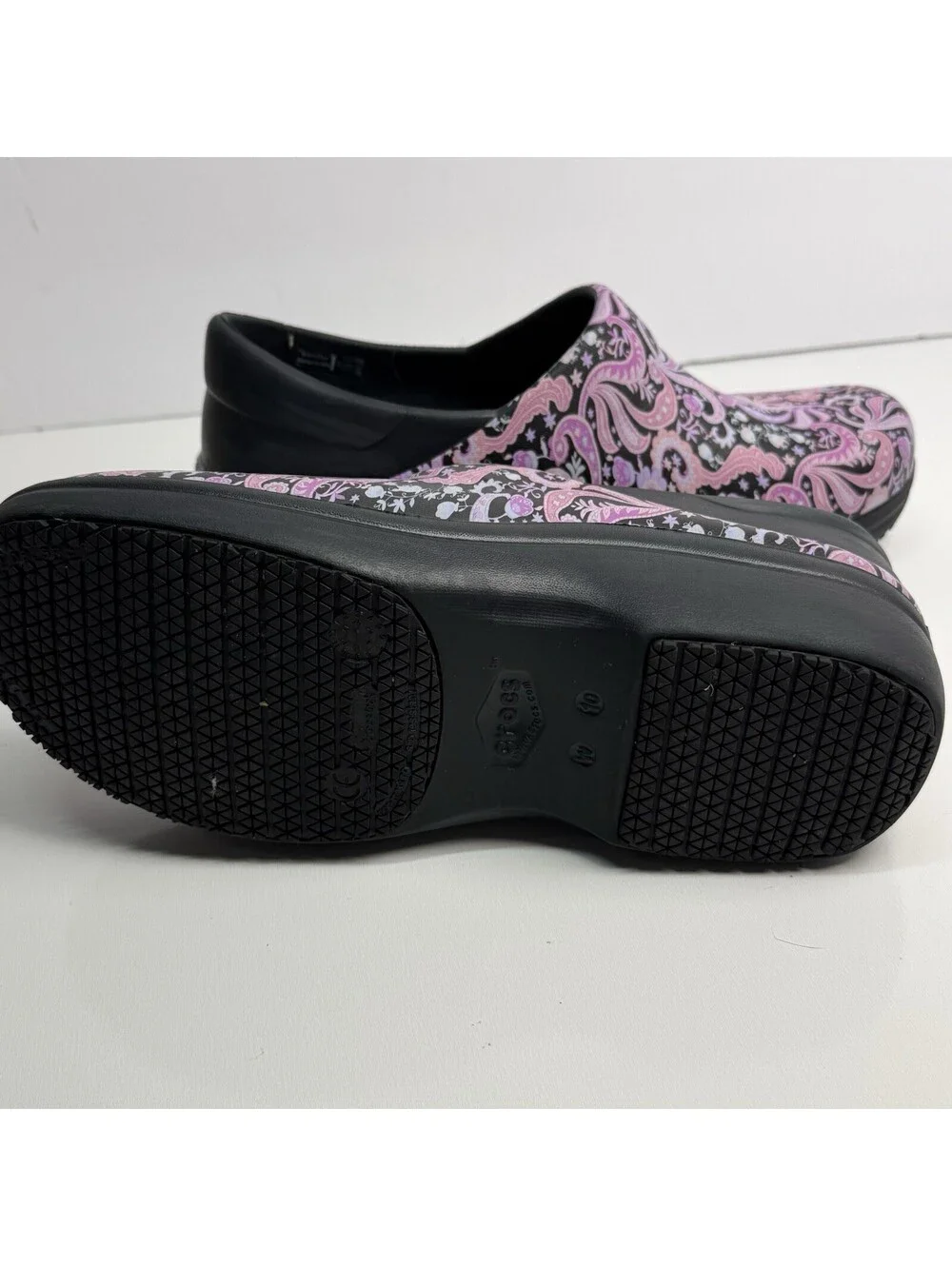CROCS Neria Pro II Graphic Print Slip-On Work Nurse Clog 10 Pink Black Floral